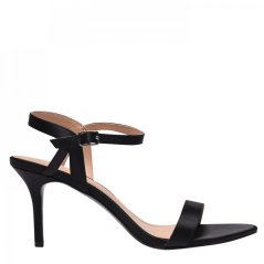 Linea Strap Mid Heeled Sandals Black Satin