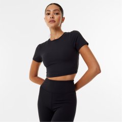 USA Pro Women's Sophie Habboo Cropped Short-Sleeve Performance Gym Top Black