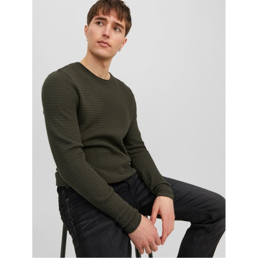 Jack and Jones Textured Crew Jumper Mens Grape Leaf