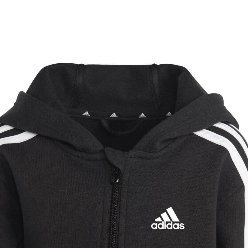 adidas Essentials 3-Stripes Zip Hooded Jacket Black/White