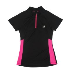 Karrimor quarter Zip Short Sleeve T Shirt Ladies Black/Pink