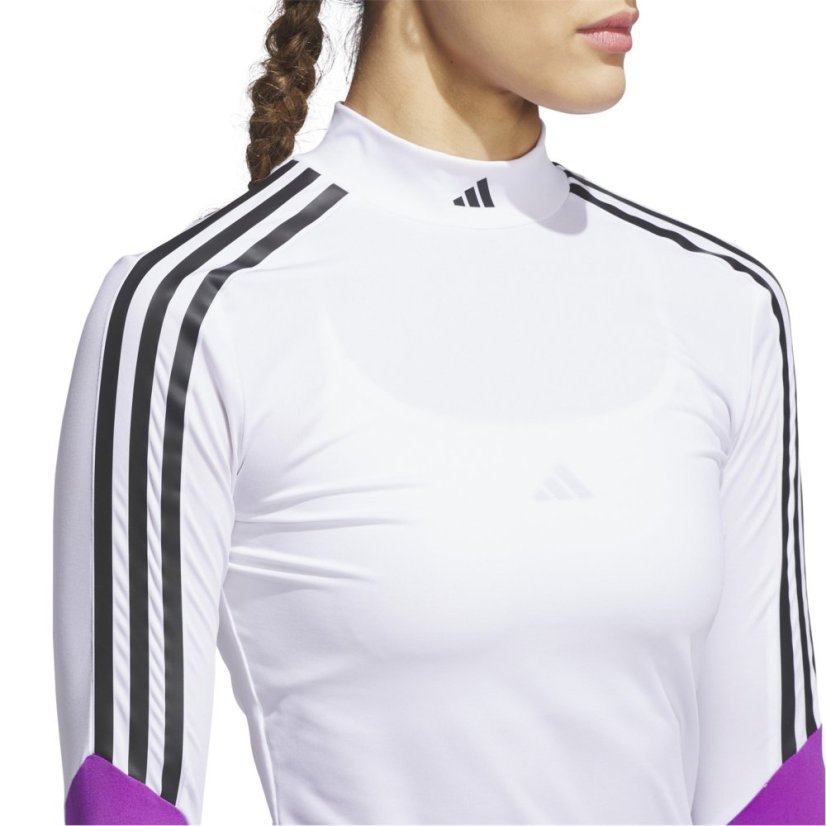 adidas Women's Mock Long Sleeve Performance Polo Shirt White