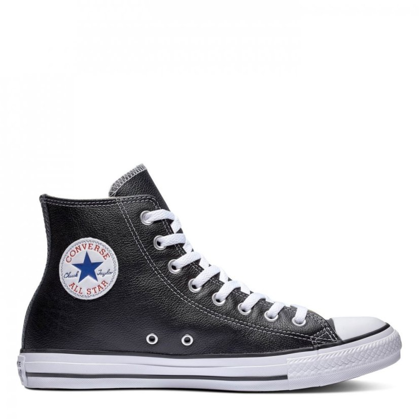 Converse All Star Leather Hi Top Trainers Black 001