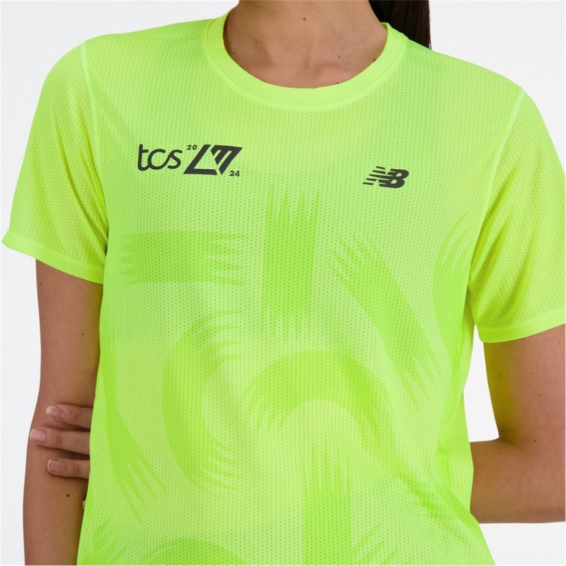 New Balance London Edition Printed Athletics Short Sleeve T-Shirt Womens Yellow Print