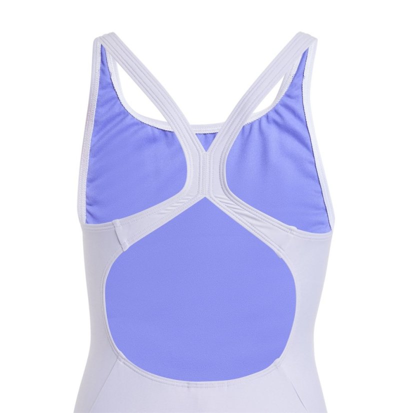 adidas Three Stripe Swimsuit Junior Girls Violet/Cobalt