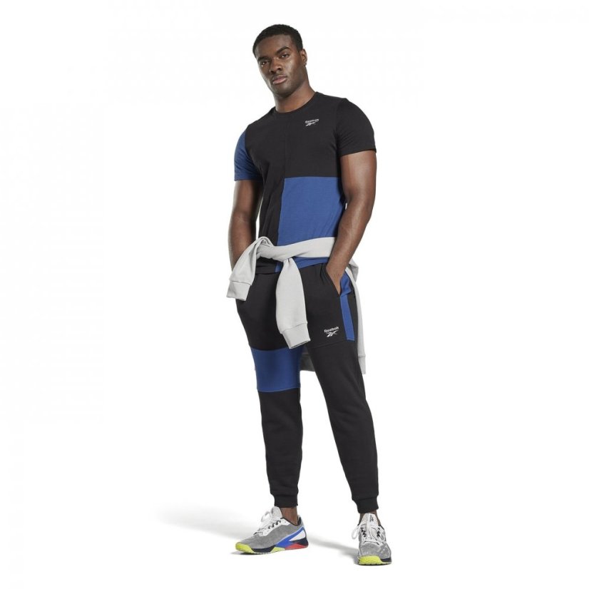 Reebok Panel Jogging Pants Mens Black/Blue