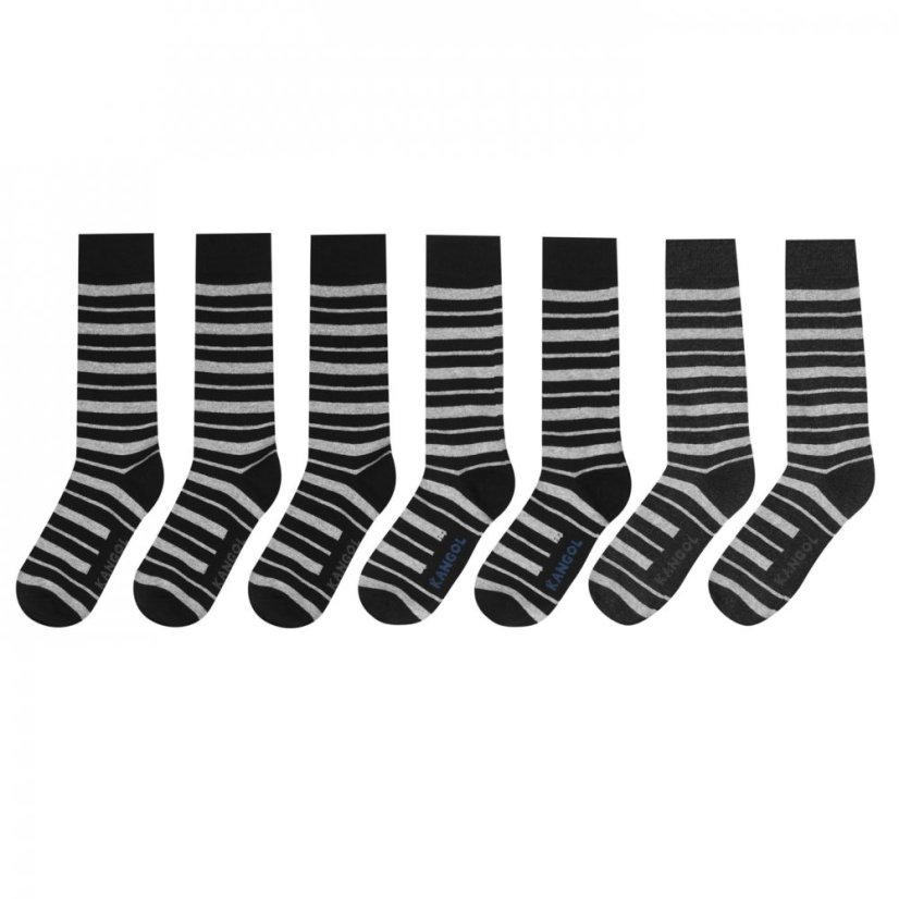 Kangol Formal 7 Pack Socks Mens Bk Ch Nv Stripe