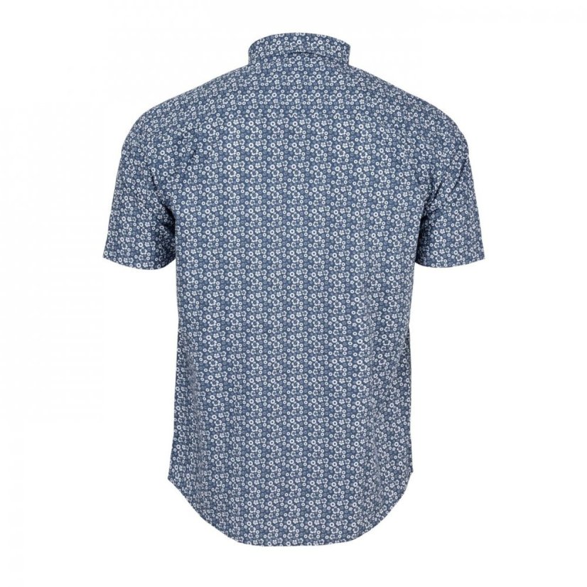 Fabric Short Sleeve Poplin Shirt Blue Floral