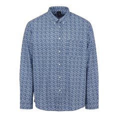 Fabric Classic Poplin Long Sleeve Shirt Mens Blue Floral