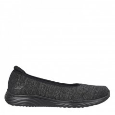 Skechers Heather Mesh Ballet Canvas Trainers Womens Black Gry Txt