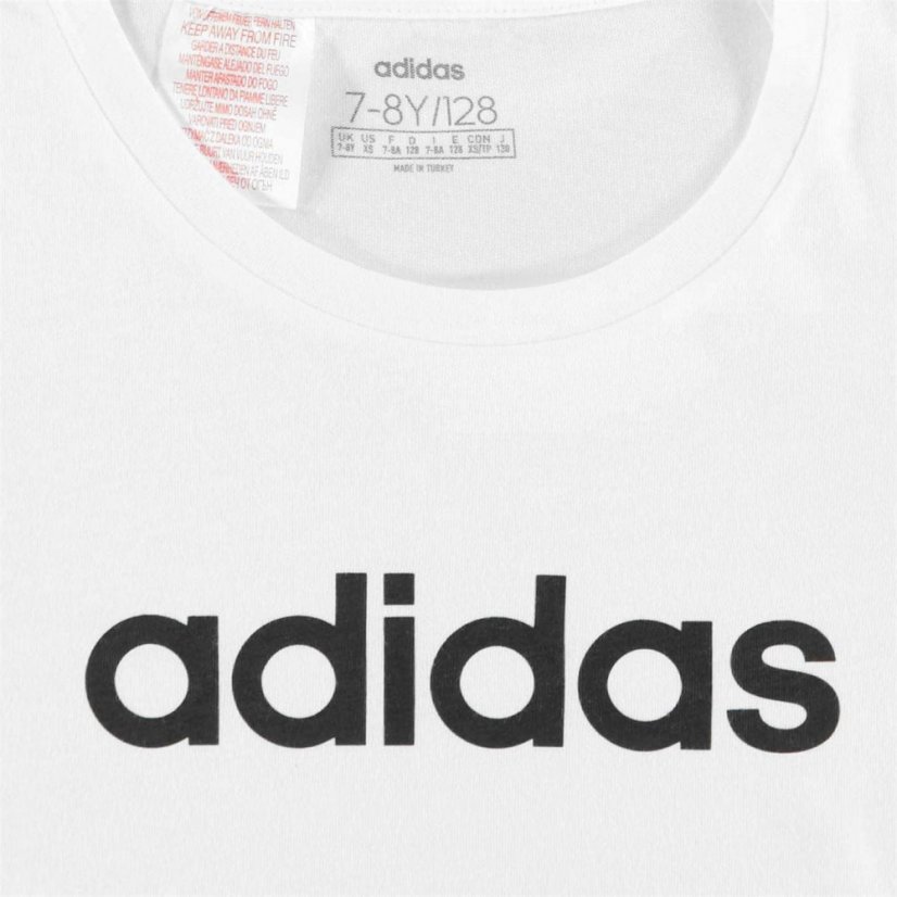 adidas Girls Essentials Linear T-Shirt Wht/Blk Linear