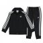 adidas 3 Stripe Fleece Tracksuit Black/White