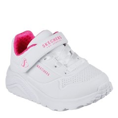 Skechers Gore & Strap Fashion Embossed Sneak Low-Top Trainers Girls Pink/White