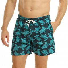 Ript Turtle Print Swim Shorts Mens Navy/Turquoise