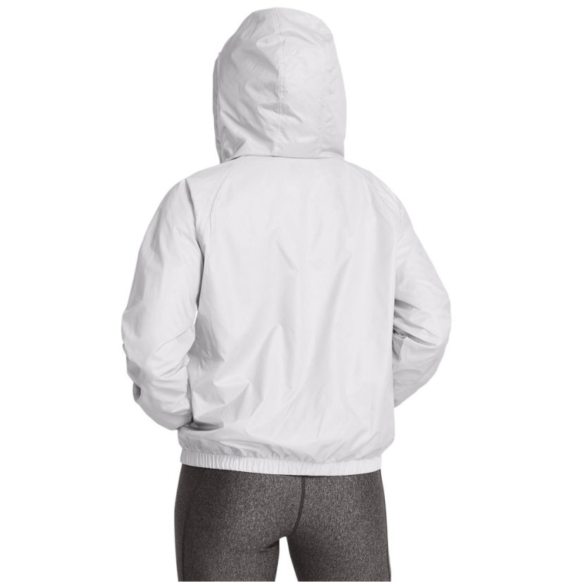 Under Armour Women's Rival Sport Water Resistant Wind Resistant Long Sleeve Hooded Oversized Fit Windbreaker Halo Grey