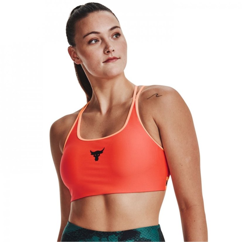 Under Armour Armour Pjt Rock Crsbck Sld Bra Fam Medium Impact Sports Womens After Burn