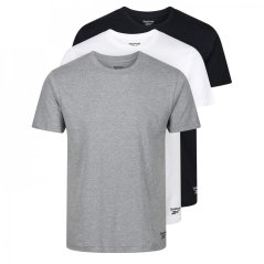 Reebok 3 Pack T Shirt Mens Black/Whit/Grey