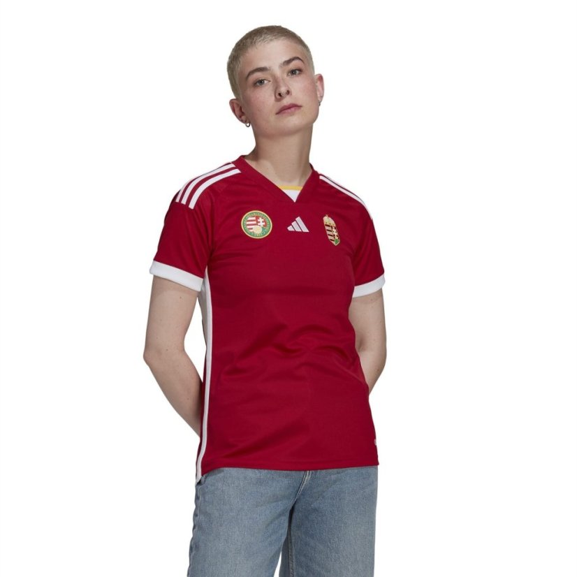 adidas Hungary Home Shirt Womens 2022 Womens Red/White