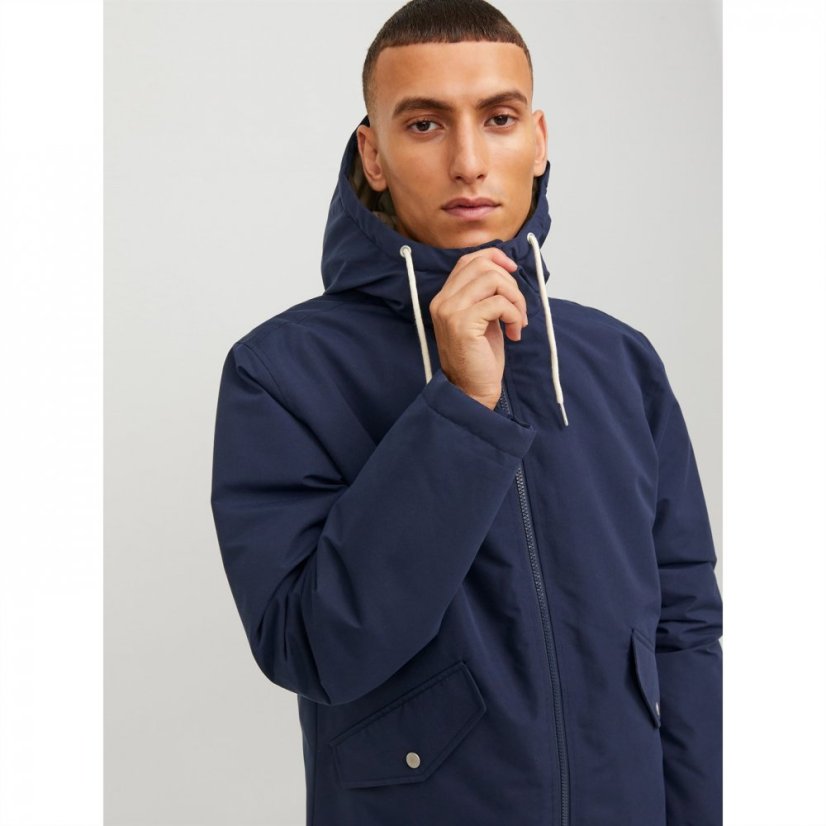 Jack and Jones Loop Hooded Parka Jacket Navy Blazer