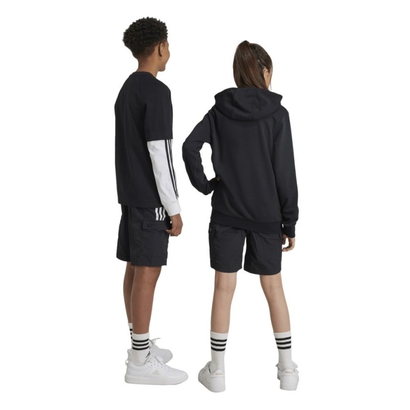 adidas Unisex Kids Jersey Jogger Shorts Black/White