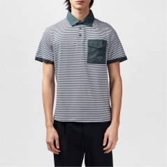 Lee Cooper Stripe Polo Mens Charc/whit