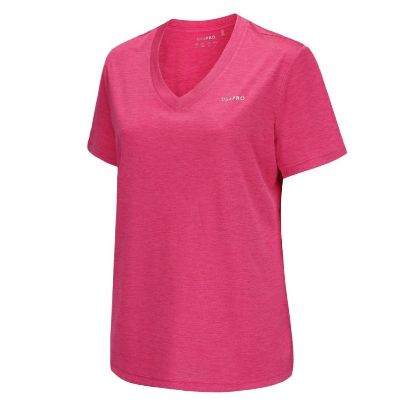 USA Pro The USA Pro Tech V Tee Ladies Bright Pink