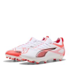 Puma Ultra 5 Match Volume Up Firm Ground Football Boots Childrens White/Red