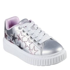 Skechers Lace Up Platform Sneaker W Stars Tr Low-Top Trainers Girls Silver/Multi