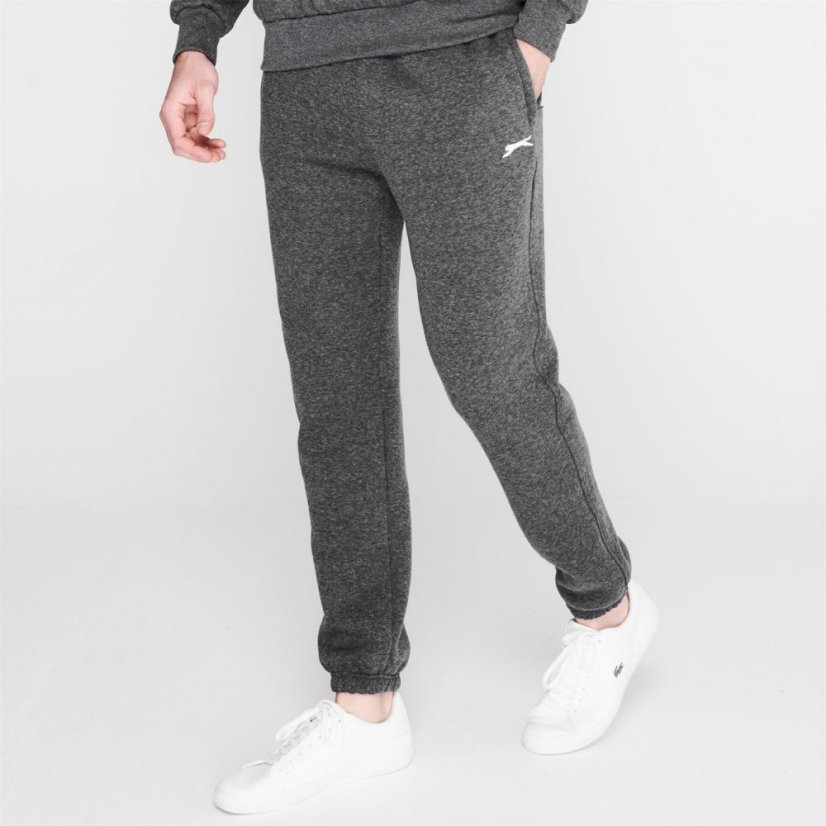 Slazenger Cuffed Fleece Jogging Pants Mens Charcoal Marl