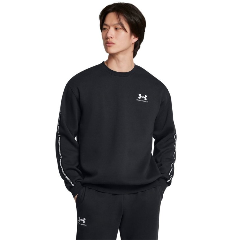 Under Armour Icon Fleece Crew Taping Sweatshirt Mens Black