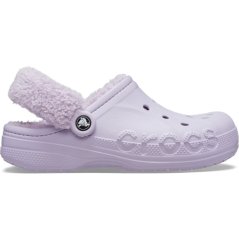 Crocs Women's Baya Lined Fuzz Strap Mule Slippers Lavender