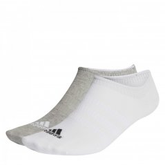 adidas Lightweight No Show Sock 3 Pack Unisex Adults Grey/White/Blck