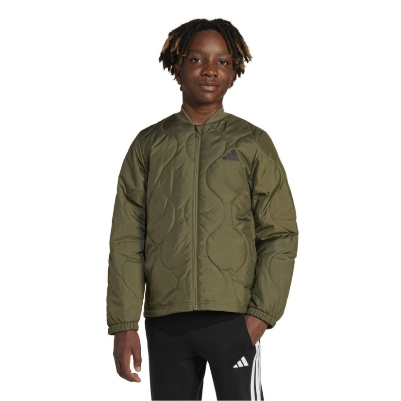 adidas Unisex Kids' Lightweight Puffer Jacket Olive/Black