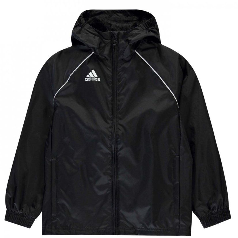 adidas Kids' Entrada 26 Water and Wind Resistant Rain Anorak Black/White