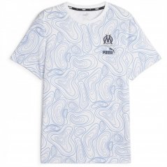 Puma Olympique De Marseille All Over Print T-Shirt 2023 2024 Adults White