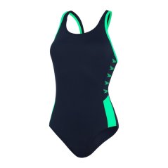 Speedo Boom Splice Muscleback Swimsuit Womens Navy/Green