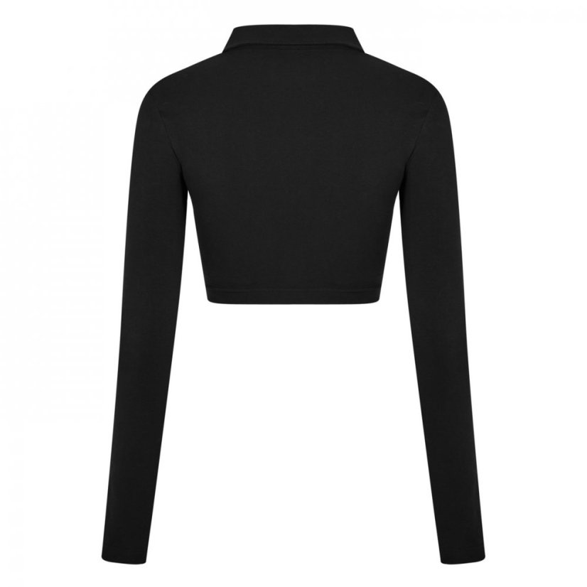 Reebok Classics Long Sleeve Polo Shirt Top Womens Black