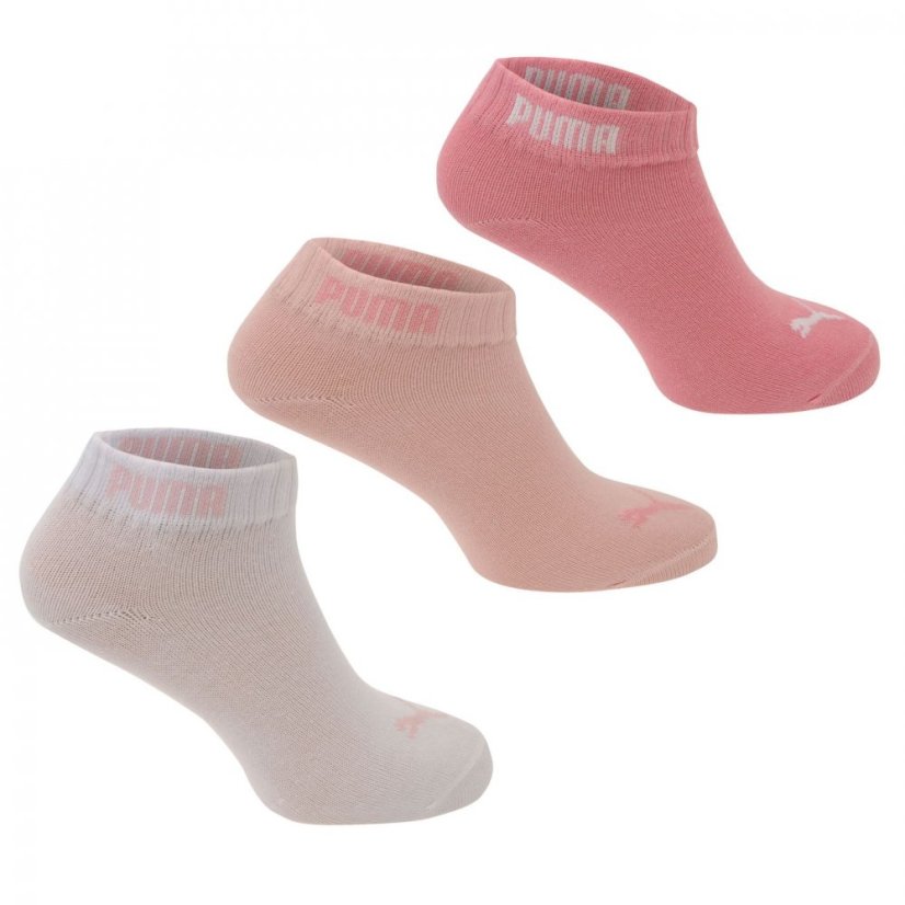 Puma Girls Quarter Socks 3 Pack Pink