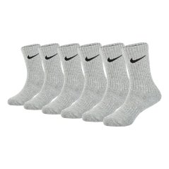 Nike 6Pk Dri-Fit Crew Sock Childs Dark Grey Heather