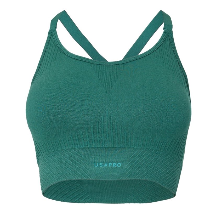 USA Pro UP Seamless Adjustable Sports Bra Forest Green