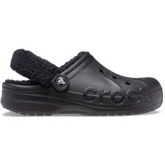 Crocs Baya Lined Fuzz Strap Mule Slippers Black
