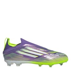 adidas F50 Laceless Childrens Firm Ground Football Boots Purple/White