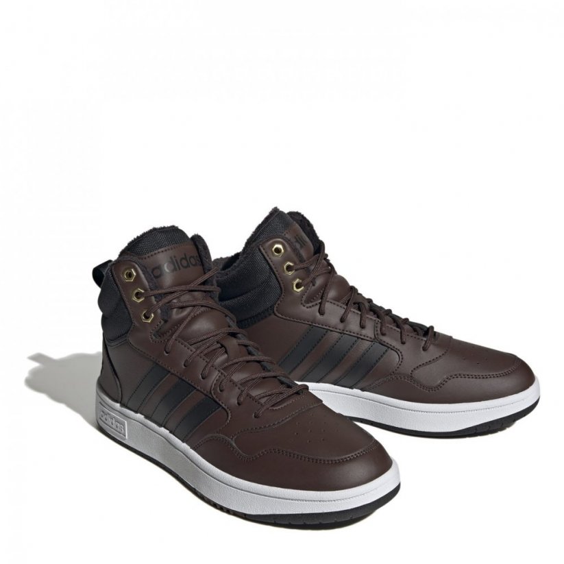 adidas Hoops 3.0 Mid Lifestyle Basketball Classic Fur Lining Winterized Shoes Brown/CBlack