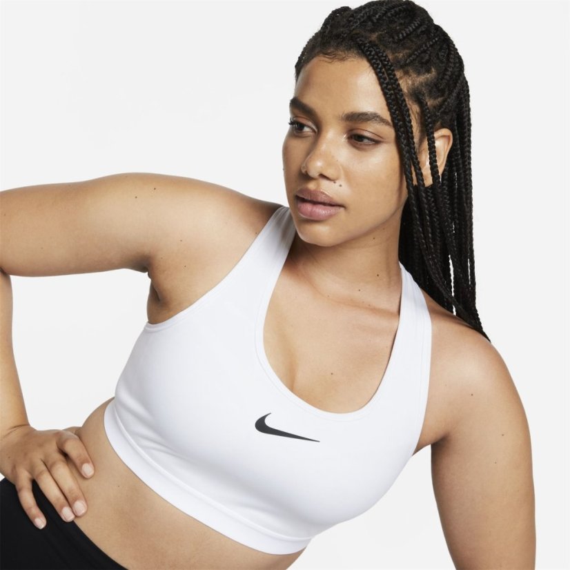 Nike Swoosh High Support Women's Non-Padded Adjustable Sports Bra White/Black