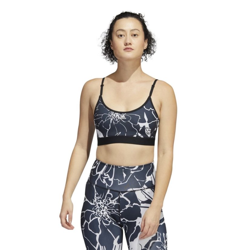 adidas Flower Print Low Impact Sports Bra Womens Grey