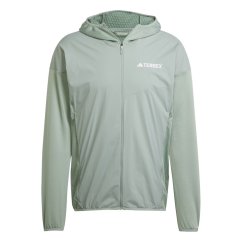 adidas Terrex Xperior Climawarm+ Wind Light Fleece Hooded Jacket Mens Silver Green