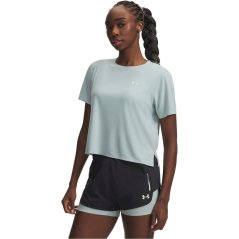 Under Armour Womens Explor Trail Run Short Sleeve Performance Top Blue/Green