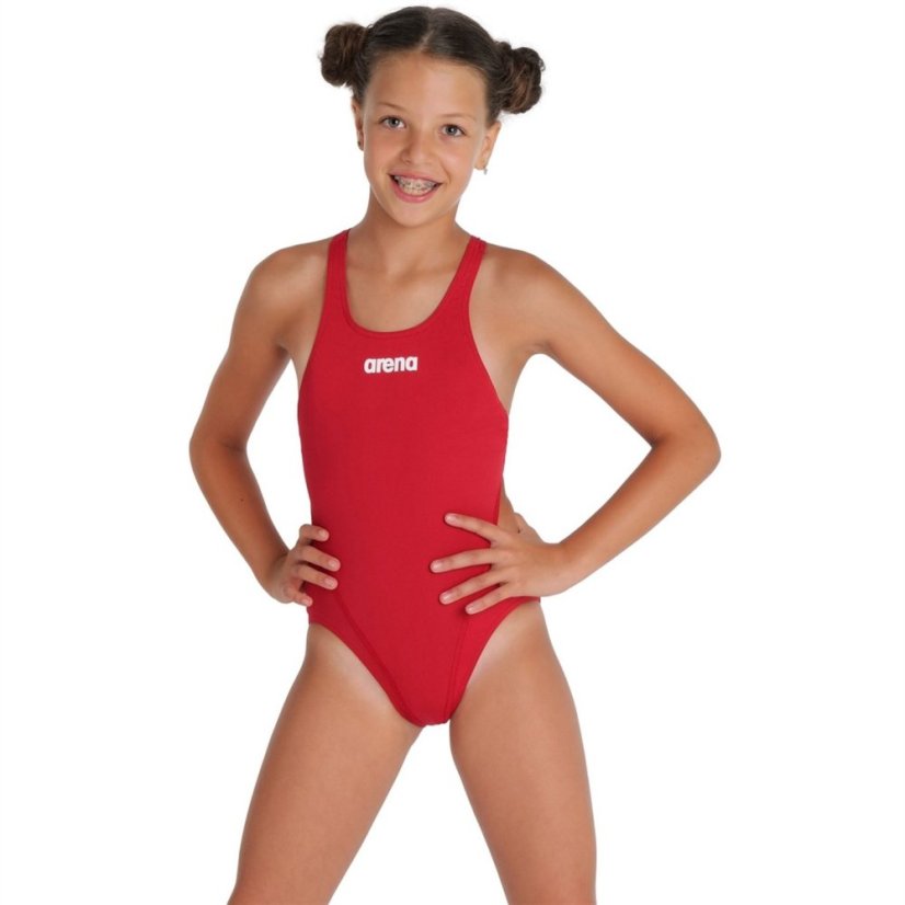 Arena Solid Swim Tech Swimsuit Juniors Red White