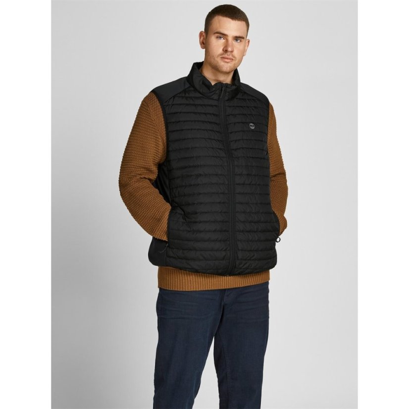 Jack and Jones Multi Bodywarmer Mens Plus Size Black