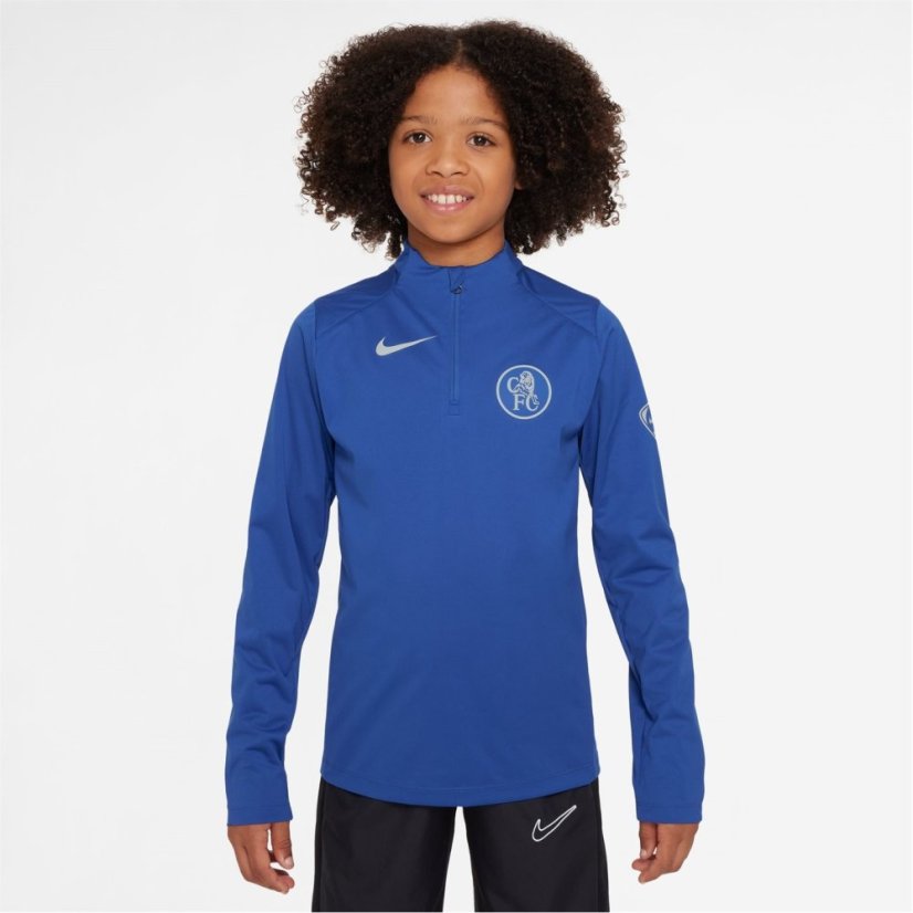 Nike Chelsea Strike Drill Top 2025 2026 Juniors Blue/Sivler